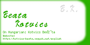 beata kotvics business card